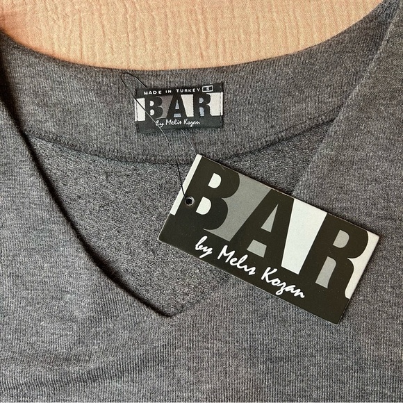 NWT BAR by Melis Kozan Raw Hem Tunic Grey Short Sleeve Dress, size S - Picture 7 of 9